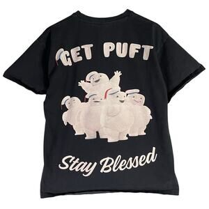 Ghostbusters x EHPLabs Get Puft Stay Blessed Black Graphic T-Shirt Size Small